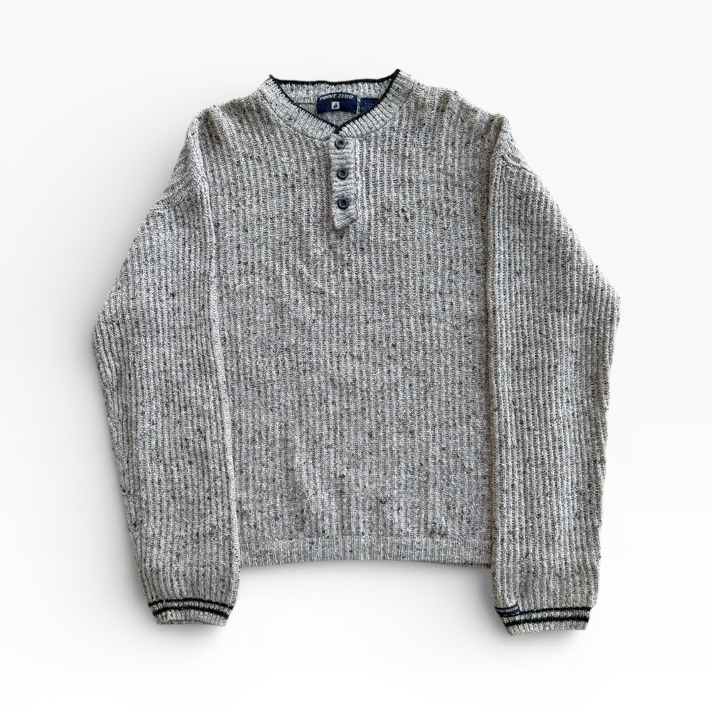 Vintage Men’s 90s Point Zero Henley Pullover Medium Surfer Casual